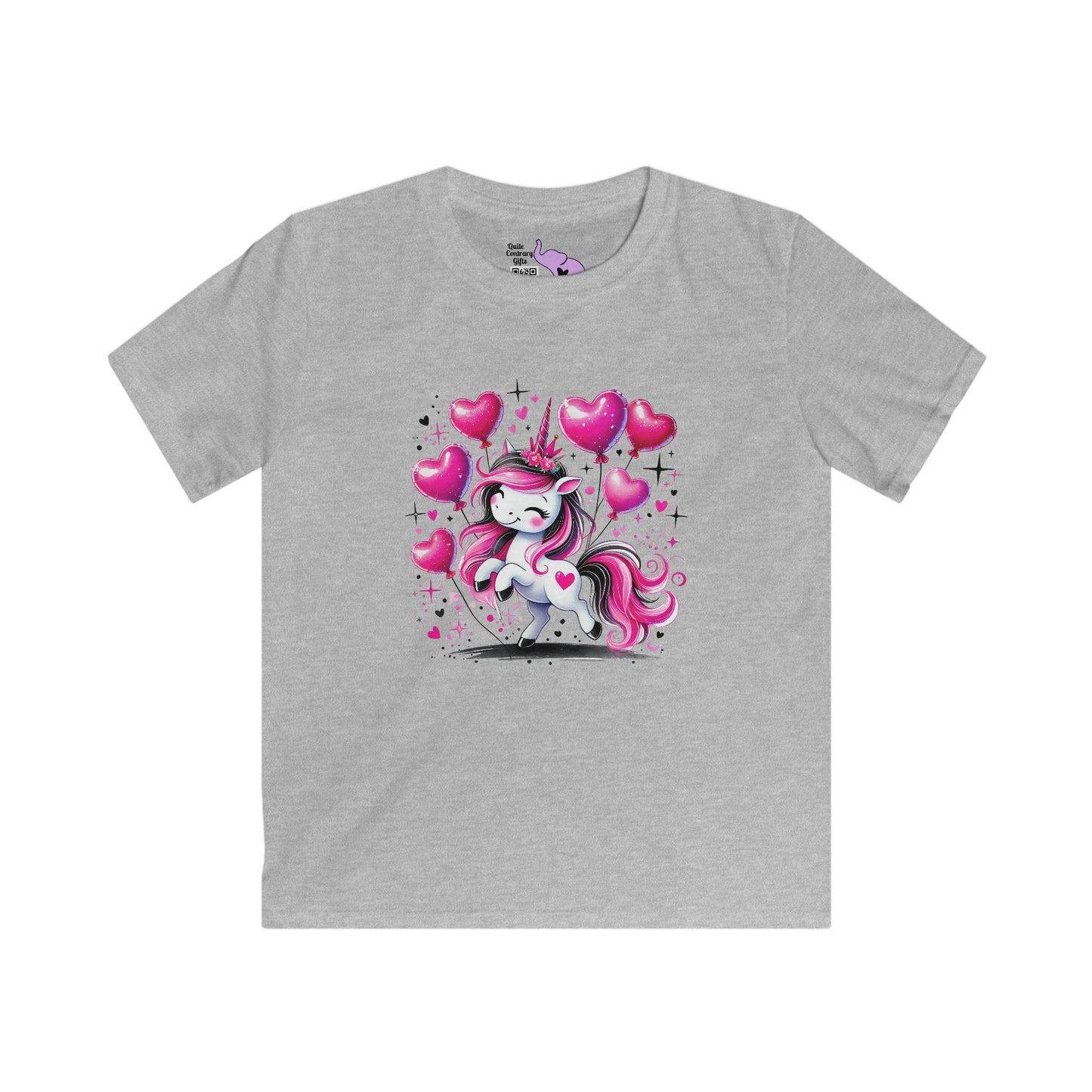 Pink & Black Sparkly Unicorn Kids Softstyle Tee