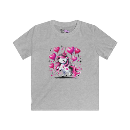 Pink & Black Sparkly Unicorn Kids Softstyle Tee