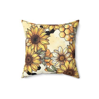 Honeycombs & Sunflowers Throw Pillow