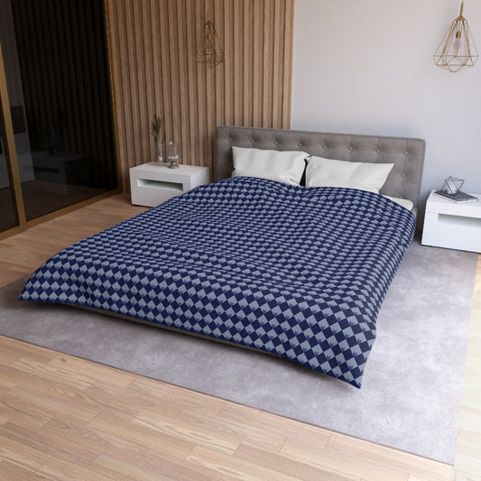 Diamond Bloom-Navy & Periwinkle Microfiber Duvet Cover
