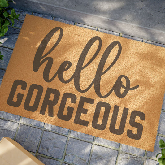 Hello Gorgeous Coconut Fiber Doormat