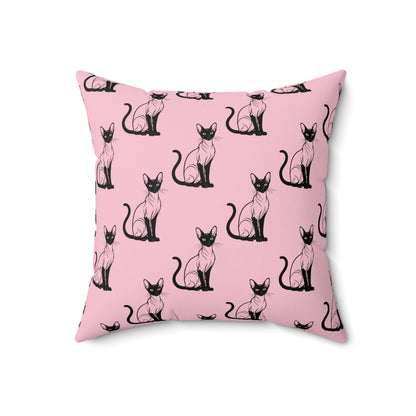 Siamese Charm – Pink Whisper Throw Pillow