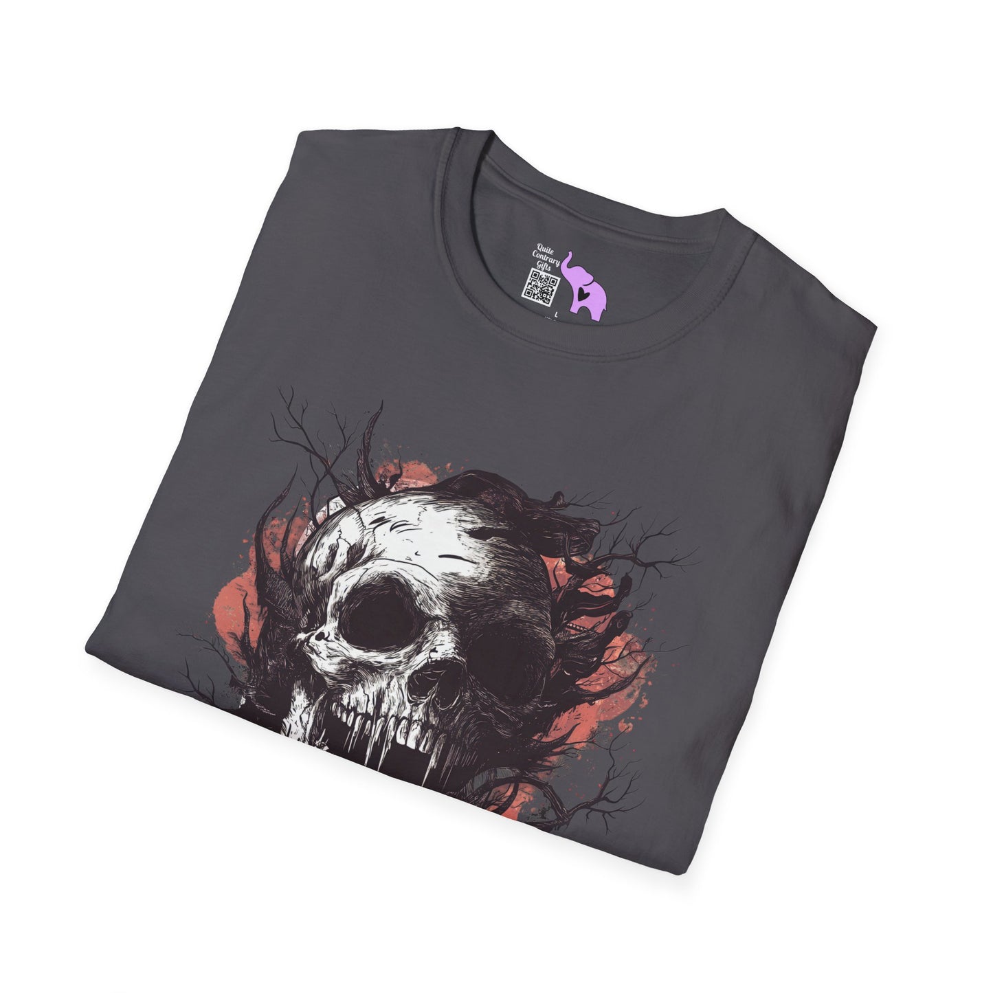 Creepy Skull in Tree Adult T-shirt