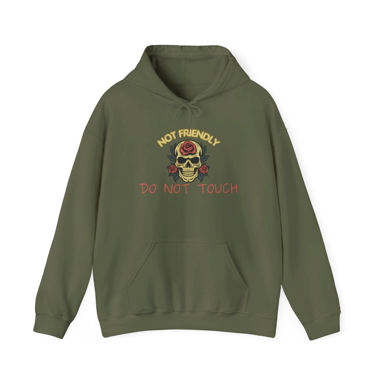 Not Friendly Do Not Touch Skull Heavy Blend™ Hooded Sweatshirt