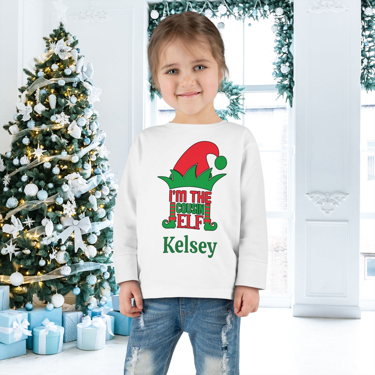 I'm The Cousin Elf Personalized Toddler Long Sleeve Tee