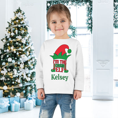 I'm The Cousin Elf Personalized Toddler Long Sleeve Tee