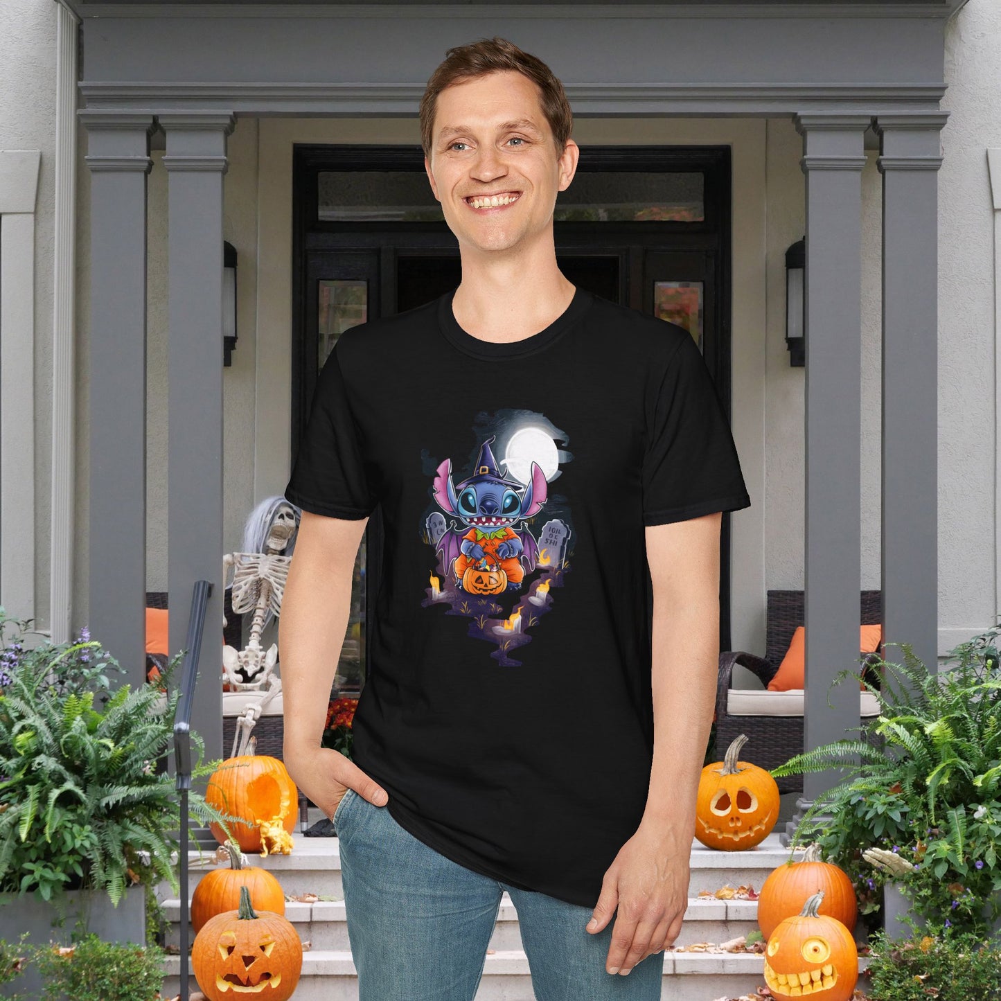 Halloween Stitch Full Moon Adult T-shirt