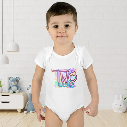Pastel Wild One Milestone Baby Bodysuit-Two Weeks