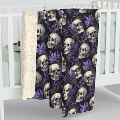 Midnight Lavender Skulls Fleece Blanket