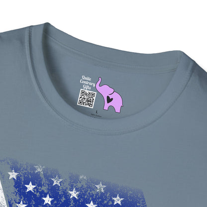 Distressed American Flag w/Dog Tags Adult T-Shirt