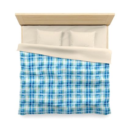 Ocean Sunset Plaid Duvet Bedding Set