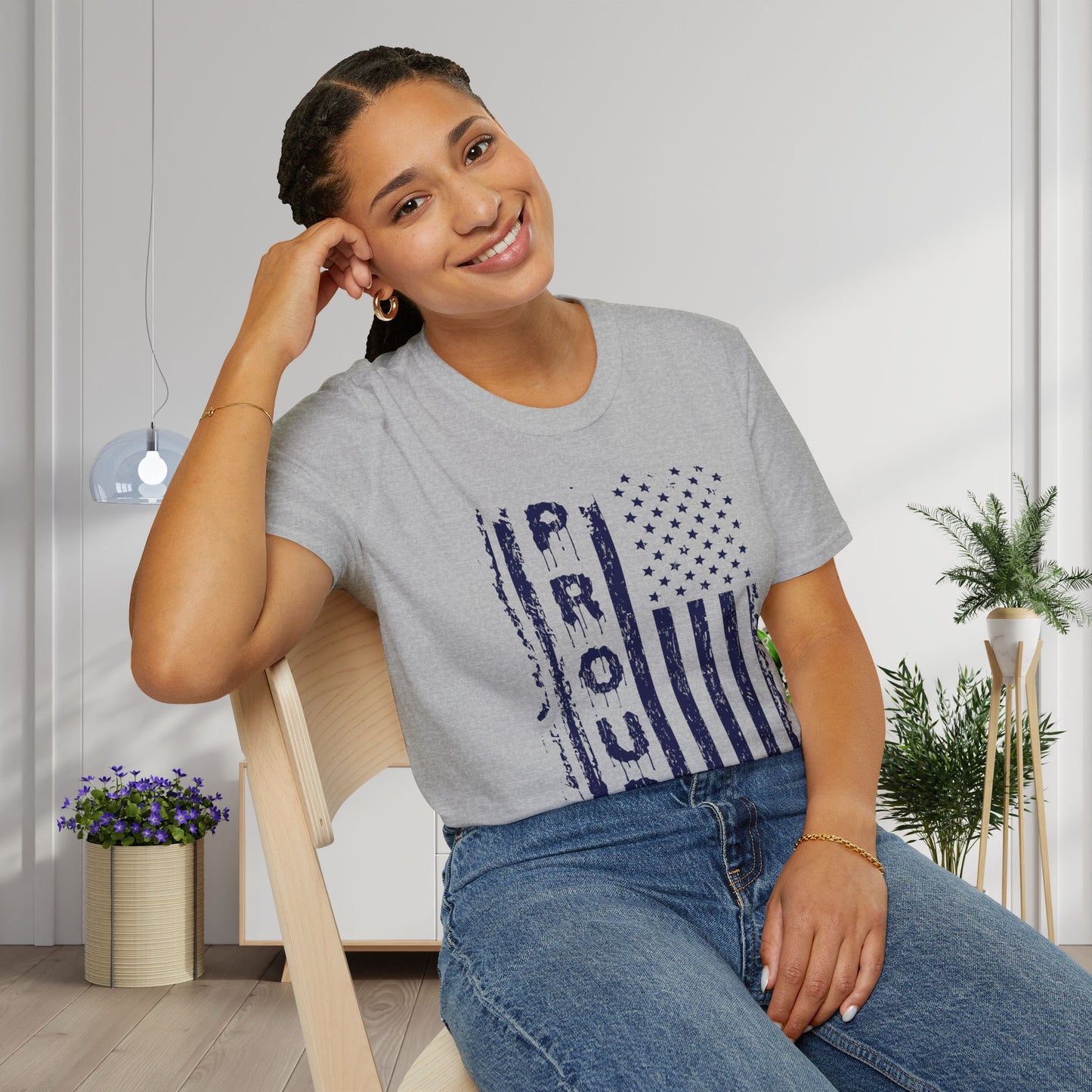 American Proud (Vertical Flag) Adult T-shirt