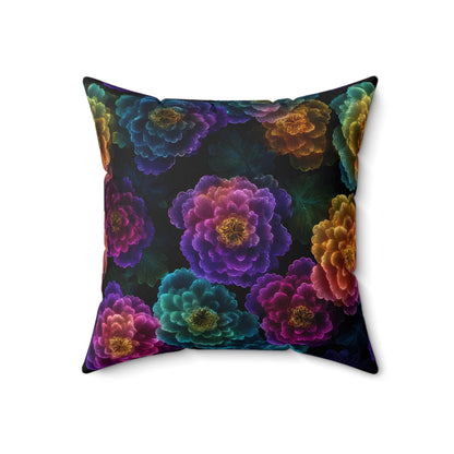Neon Whisper Blooms Throw Pillow