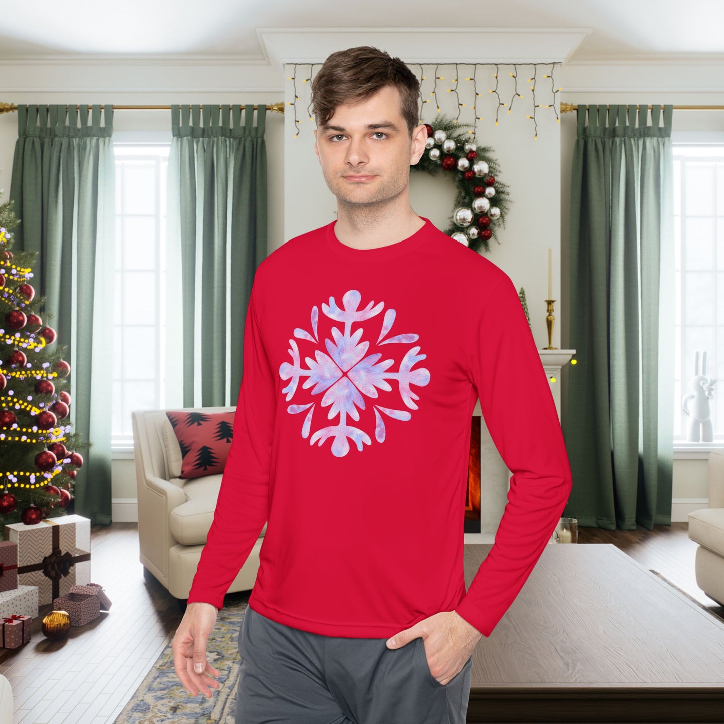 Large Snowflake 3 Adult Long Sleeve Tee
