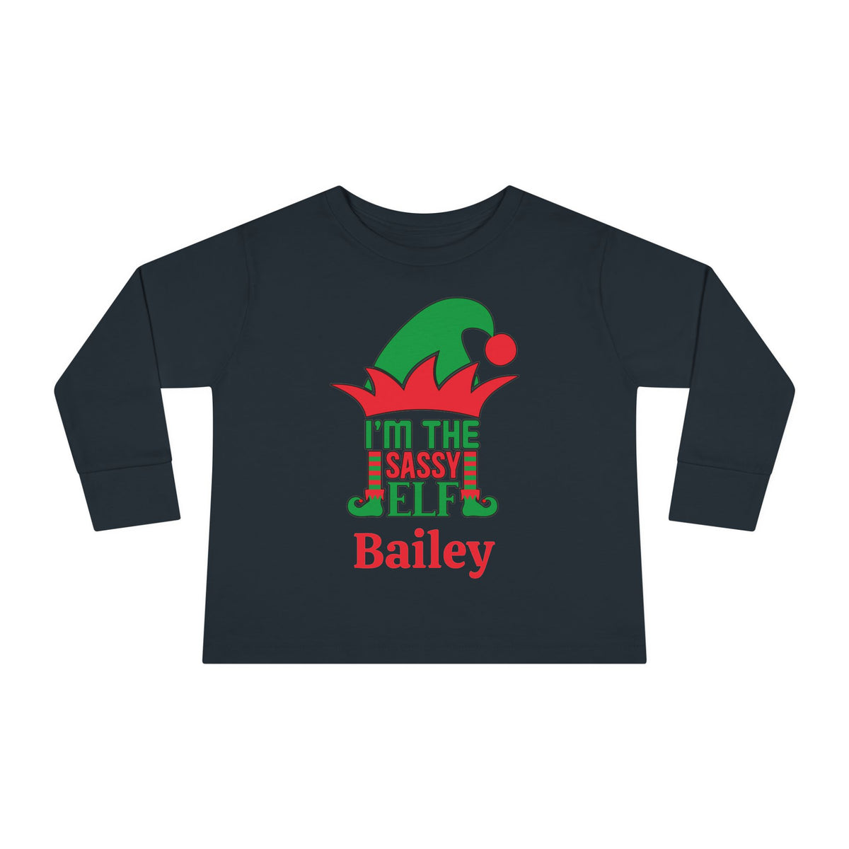 I'm The Sassy Elf Personalized Toddler Long Sleeve Tee