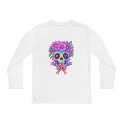Neon Sugar Skull w/Floral Crown Youth Long Sleeve Tee