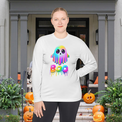 Neon Ghostly Boo Adult Long Sleeve Tee