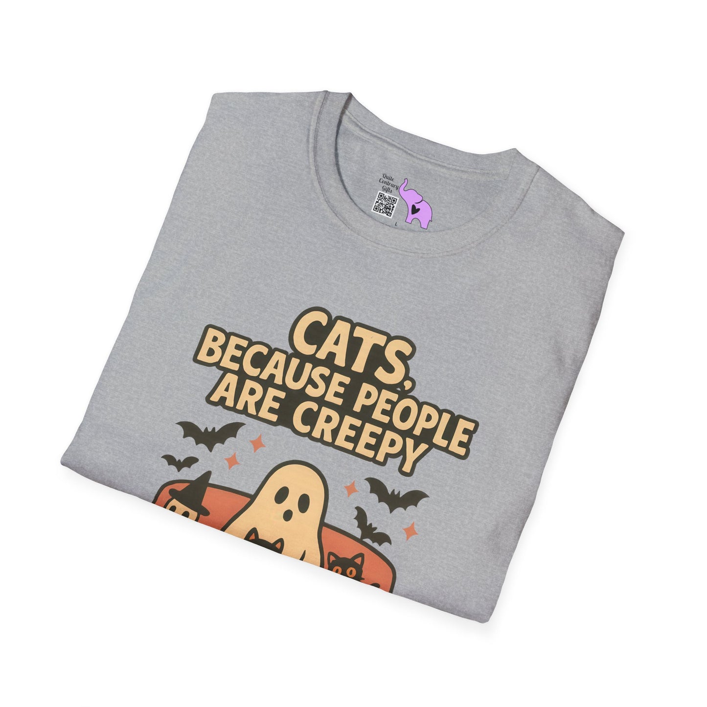 Cats, Because People Are Creepy (Halloween) Adult T-shirt
