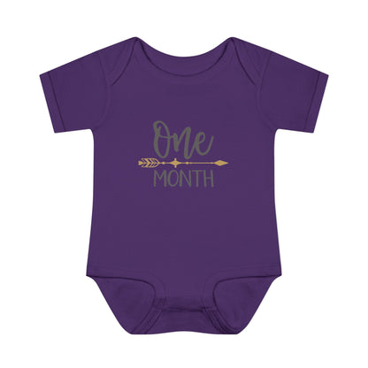 Golden Arrow Milestone Baby Bodysuit-One Month