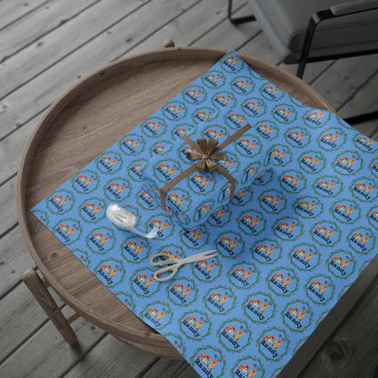 Cute Reindeer Wreath Custom Wrapping Paper (Randy)