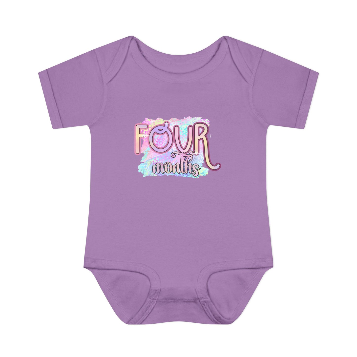 Pastel Wild One Milestone Baby Bodysuit-Four Months