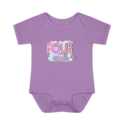Pastel Wild One Milestone Baby Bodysuit-Four Months