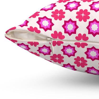 Rosy Star Garden Throw Pillow