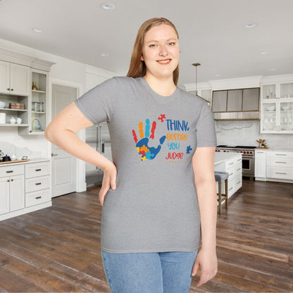 Think Before You Judge Autism Awarness Adult T-shirt