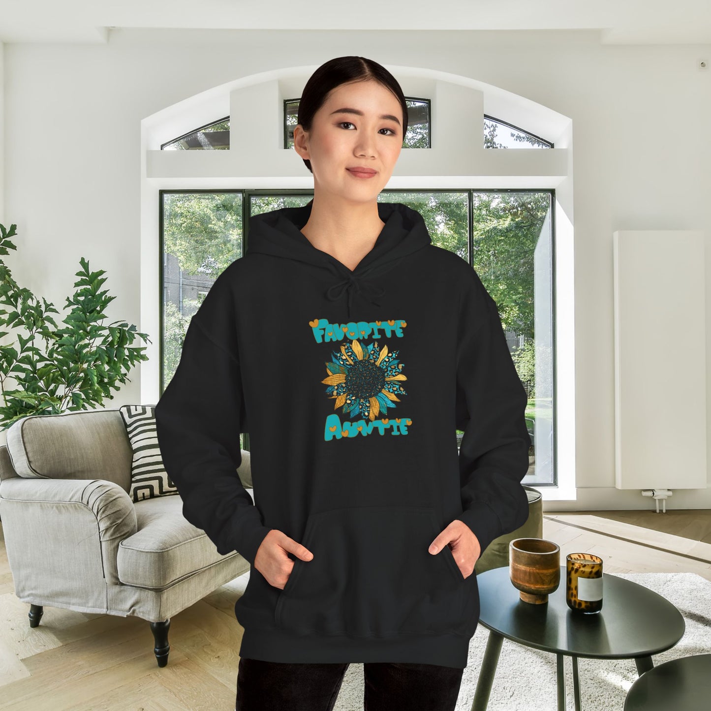 Favorite Auntie Teal/Gold Heavy Blend™ Hooded Sweatshirt