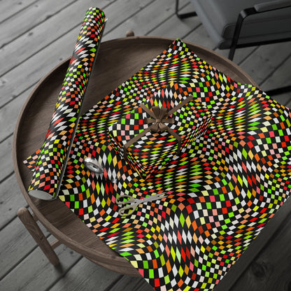 Warped Yellow/Green Checkered Wrapping Paper