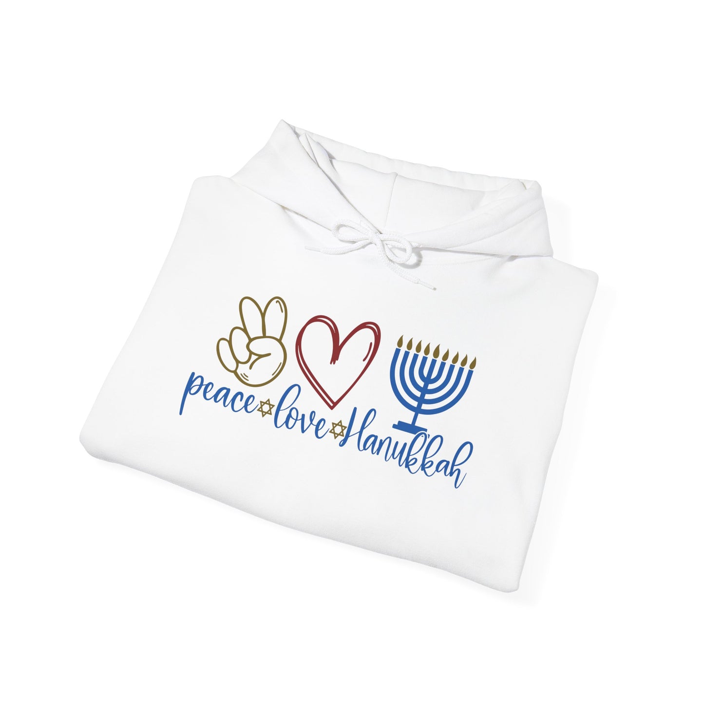 Peace Love Hanukkah Adult Heavy Blend™ Hooded Sweatshirt
