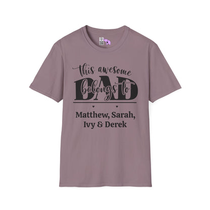 ""This Awesome Dad Belongs To... Adult T-shirt (Personalizable)