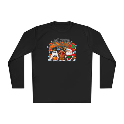 Happy Hallowthanksmas (String Lights) Adult Long Sleeve Tee