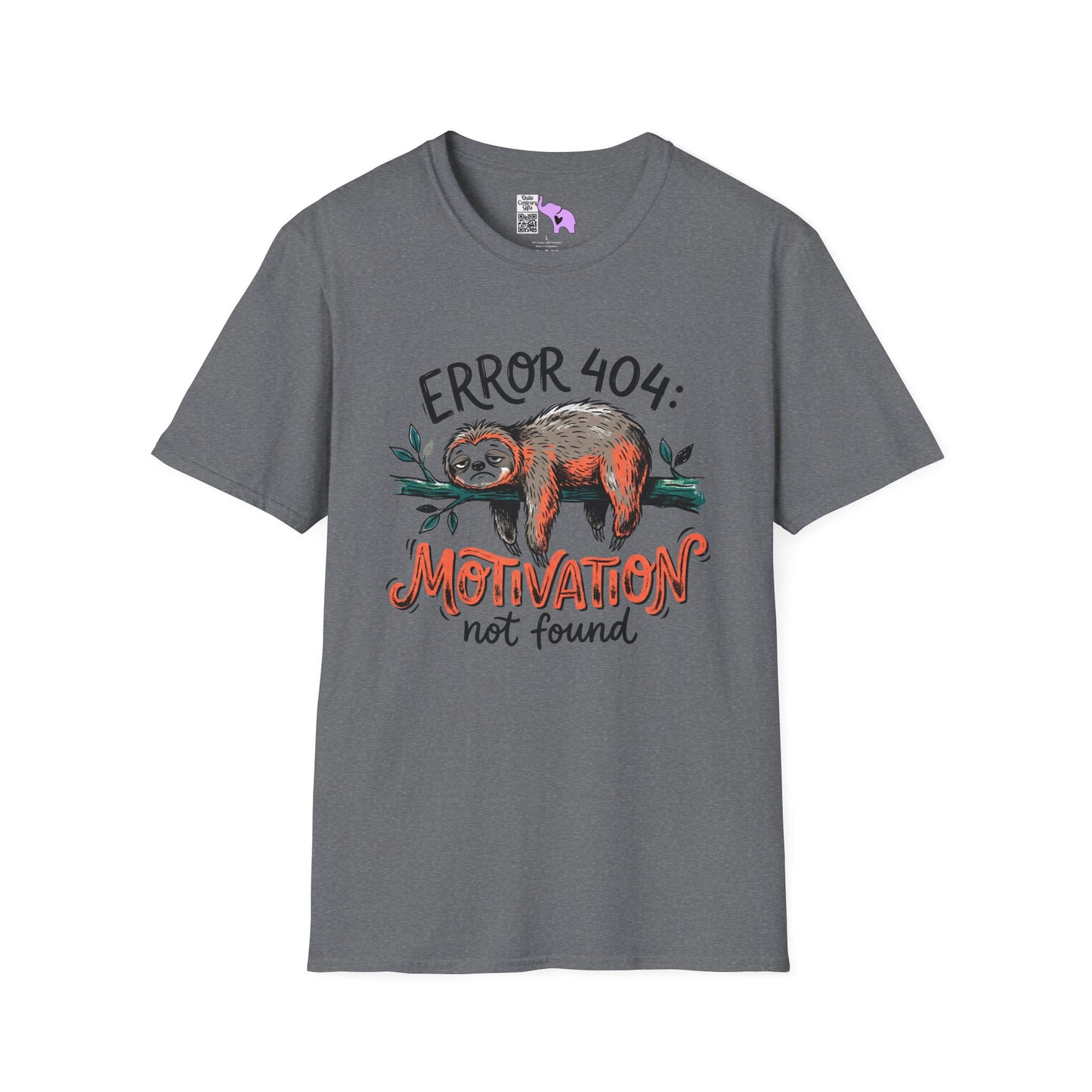 ""Error 404: Motivation Not Found (Sloth on Branch) Adult T-shirt