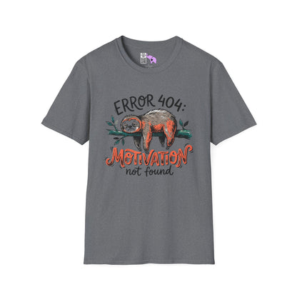 ""Error 404: Motivation Not Found (Sloth on Branch) Adult T-shirt