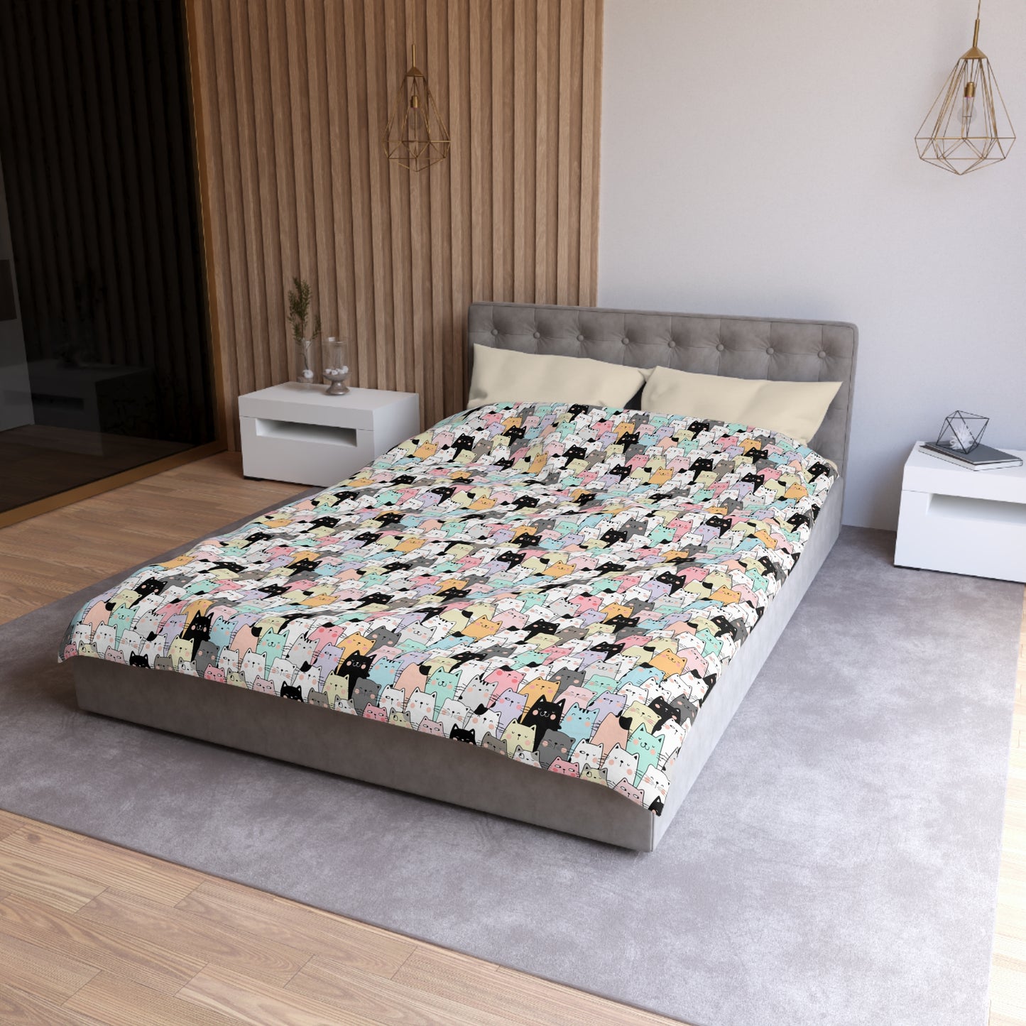 Cartoon Cats Microfiber Duvet Cover