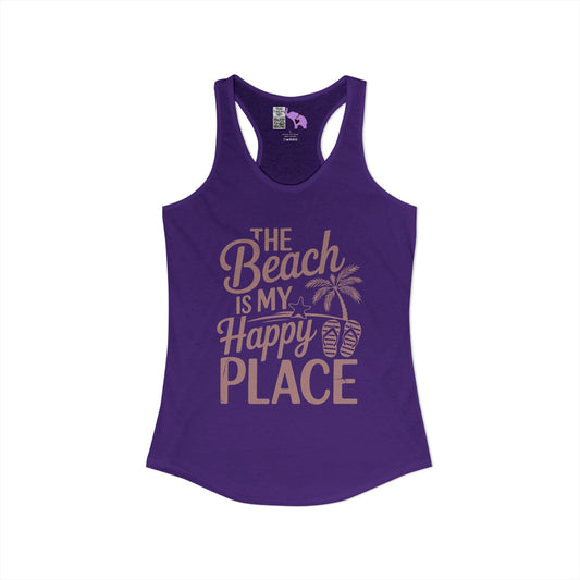 The Beach Is My Happy Place Women's Ideal Racerback Tank