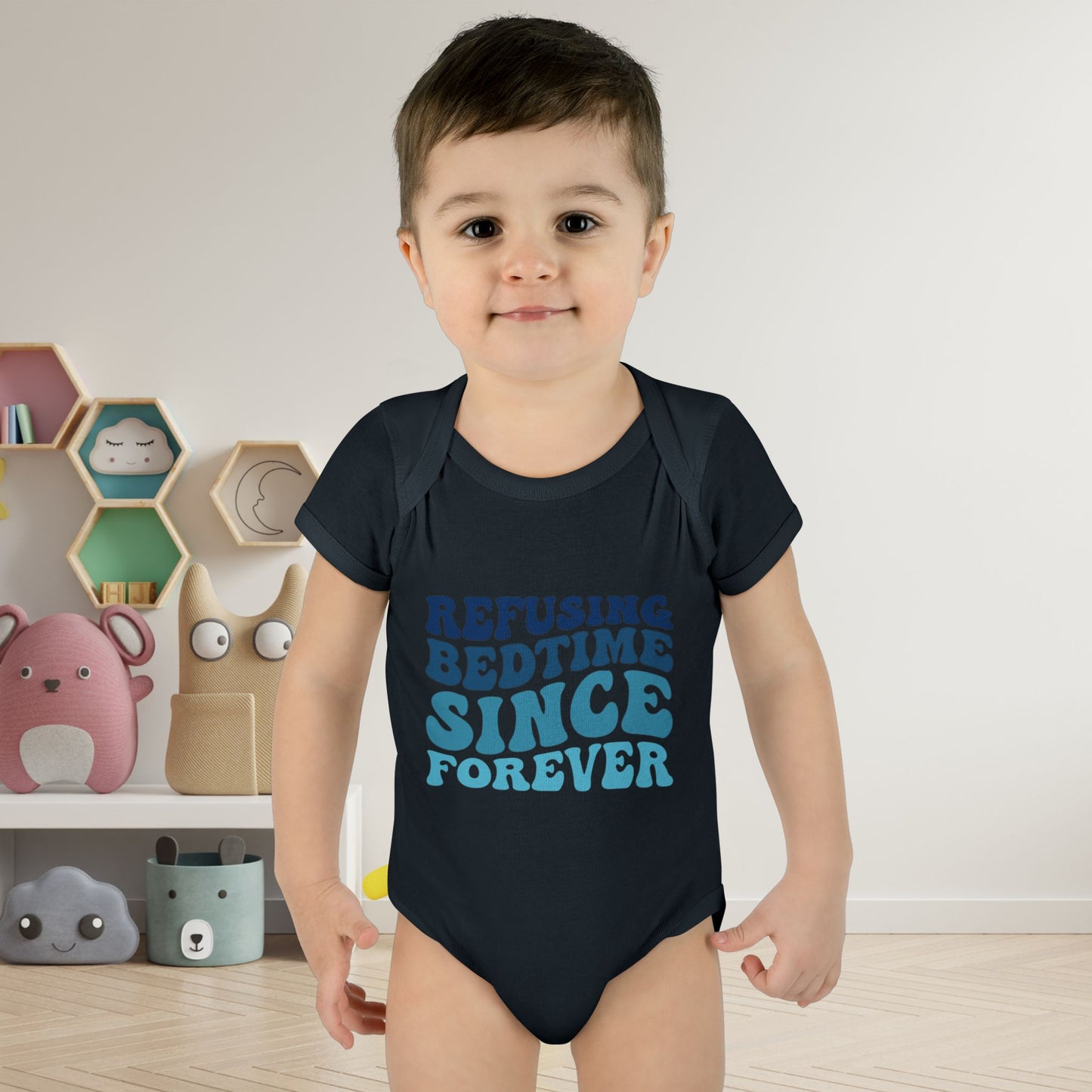 Refusing Bedtime Since Forever Baby Rib Bodysuit