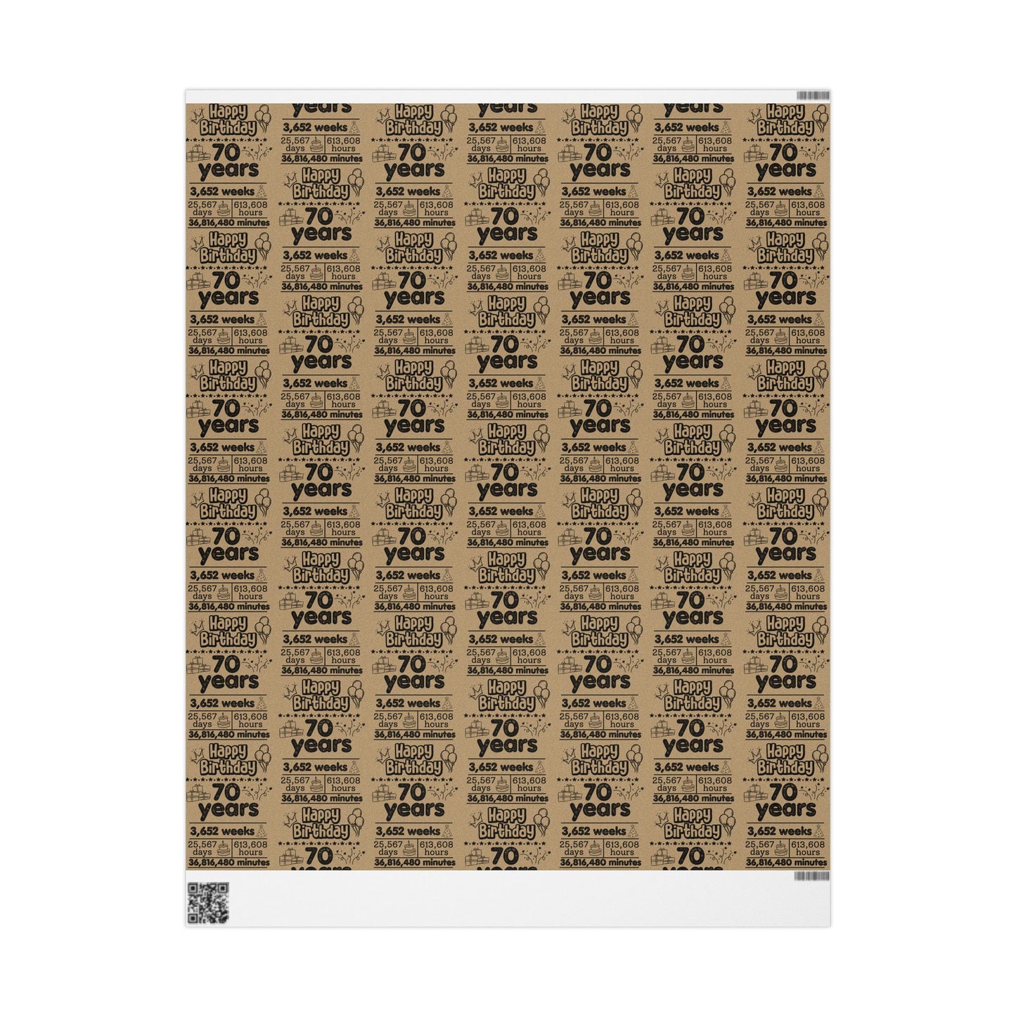 Birthday By The Numbers Wrapping Paper (Ages 41-70)