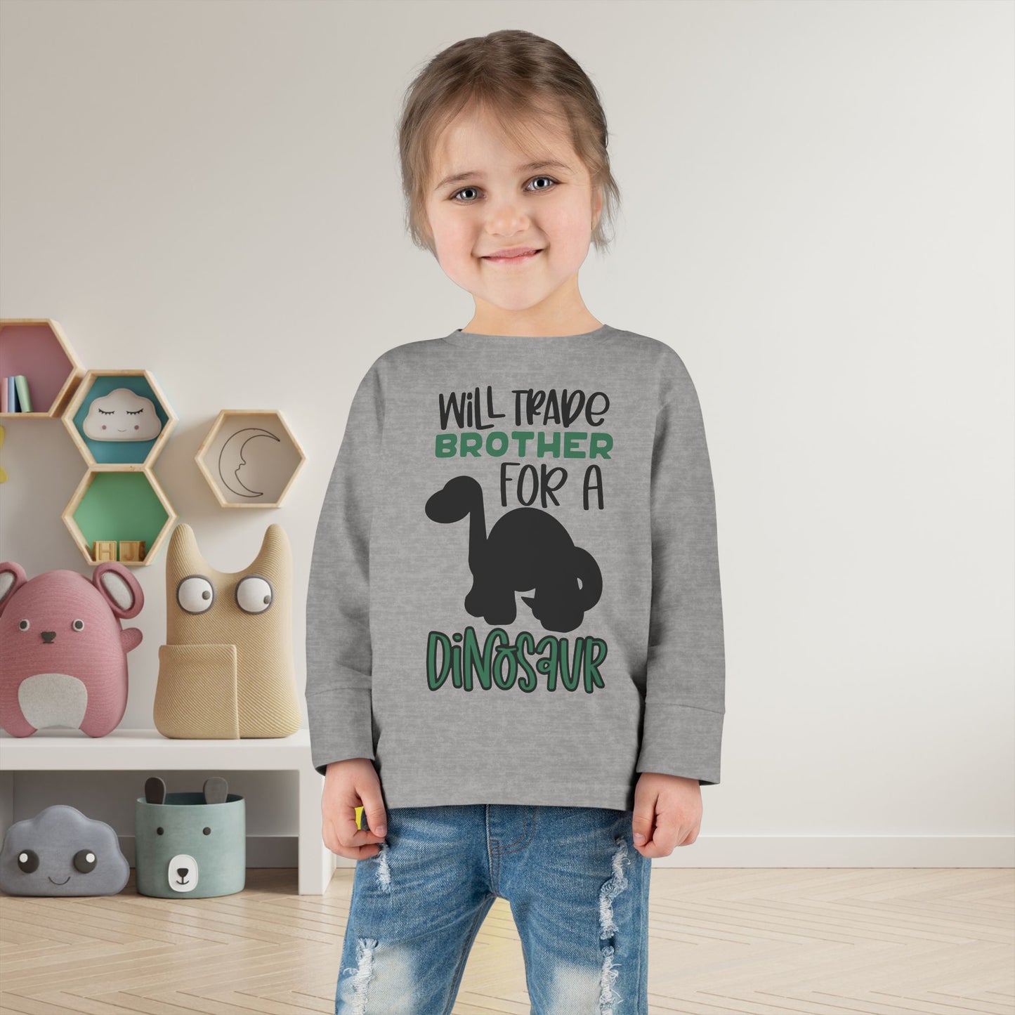 Will Trade Brother for a Dinosaur Toddler Long Sleeve Tee