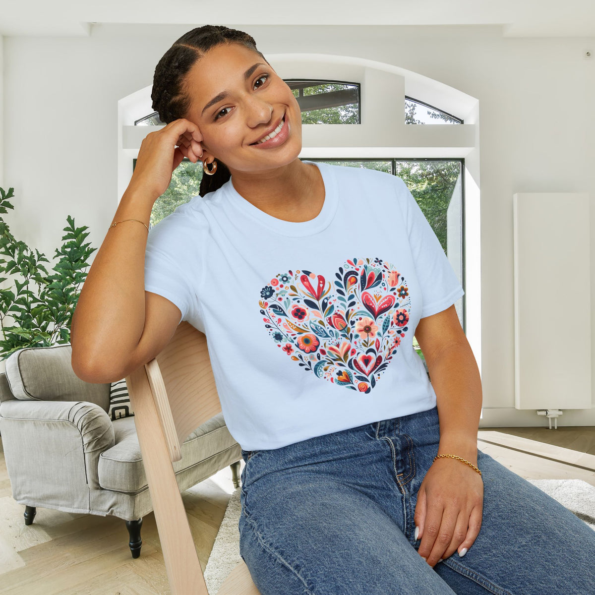Floral Heart Adult T-shirt