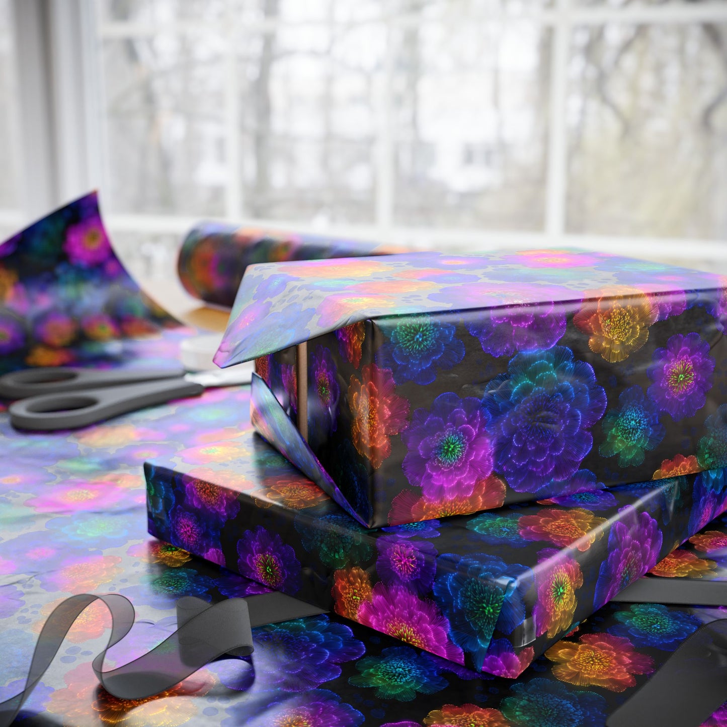 Luminous Carnations Wrapping Paper