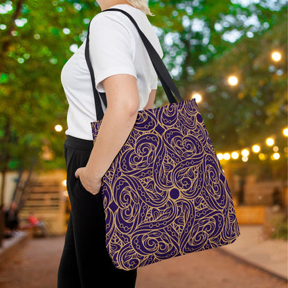 Golden Amethyst Radiance Mandala Canvas Tote Bag