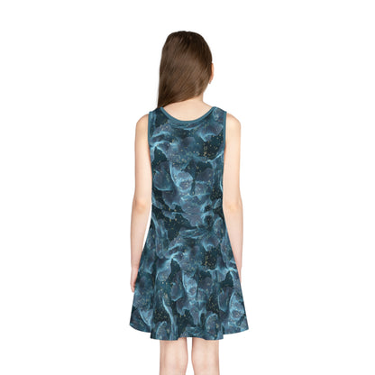 Midnight Sheer & Lace Girls' Sleeveless Sundress