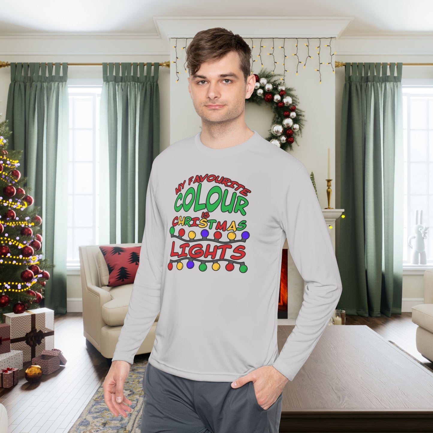 My Favourite Colour Is Christmas Lights Adult Long Sleeve Tee