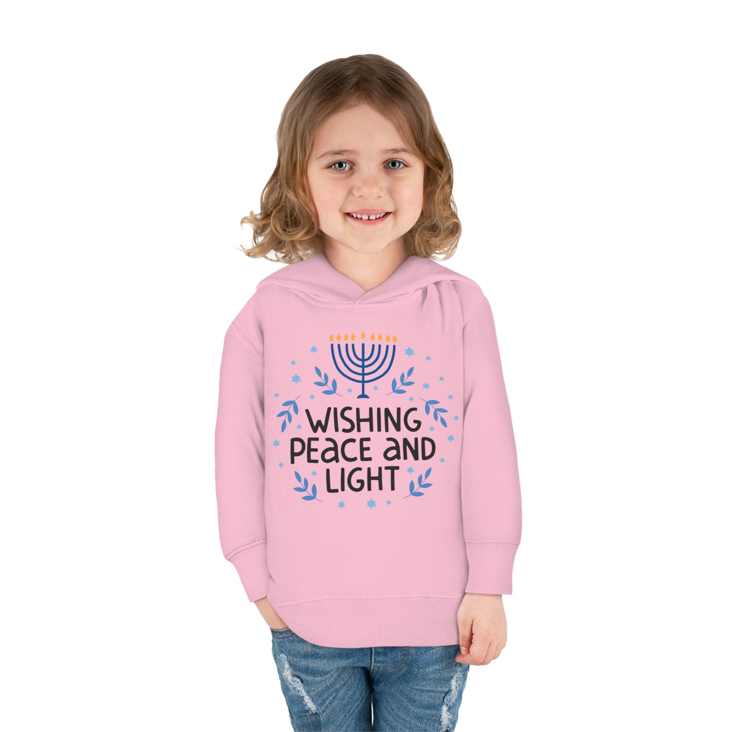 Hanukkah Wishing Peace & Light Toddler Pullover Fleece Hoodie