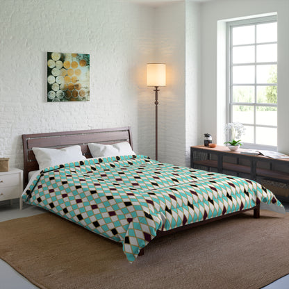 Teal/White Harlequin Basic Bedding Set