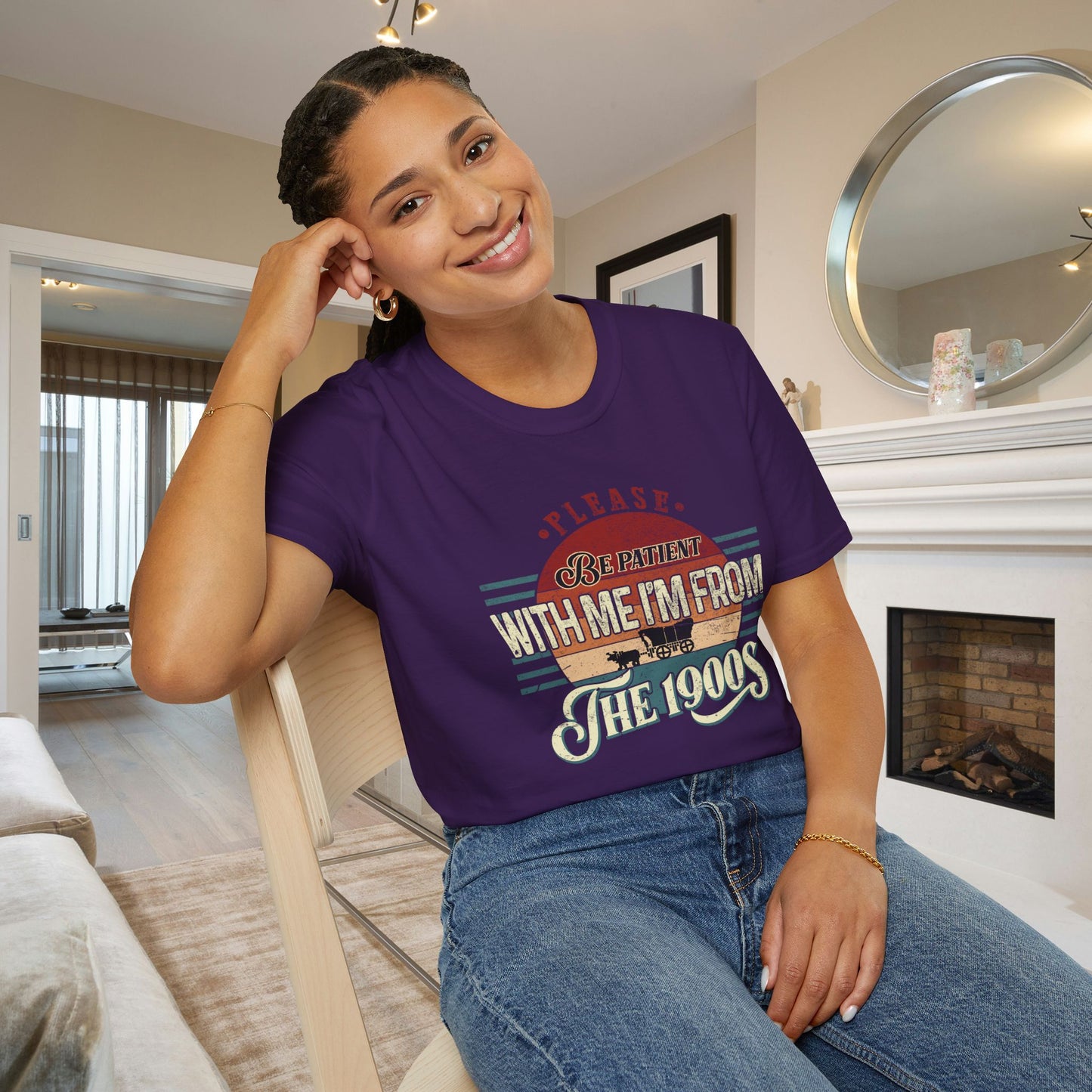 Please Be Patient With Me I'm From The 1900's (Retro Western) Adult T-shirt
