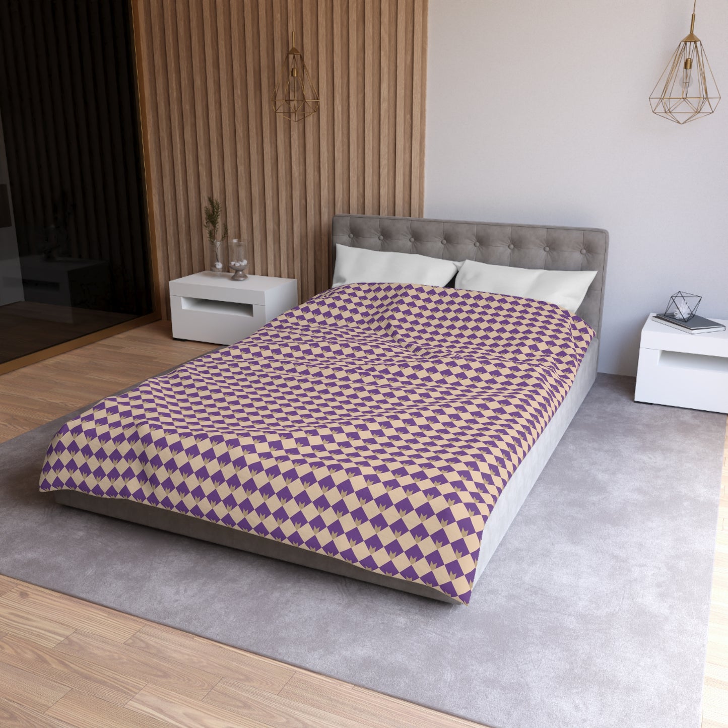 Diamond Bloom-Amethyst & Cream Duvet Bedding Set