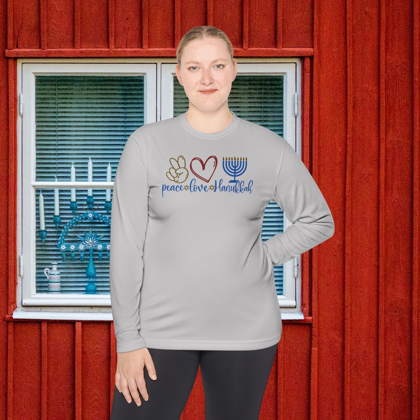 Peace Love Hanukkah Adult Long Sleeve Tee